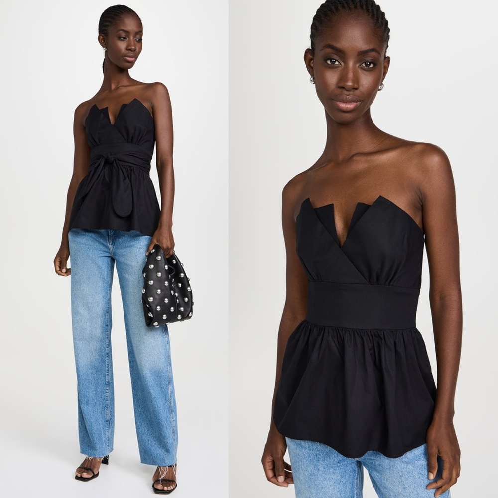NWT De Loreta Tulipan Top in Black